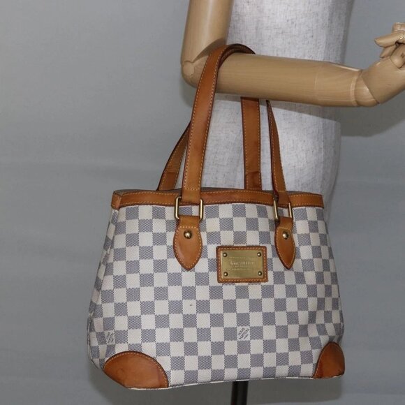 LOUIS VUITTON Damier Azur Hampstead PM Tote Bag N51207 LV Auth 147458 - Picture 1 of 16